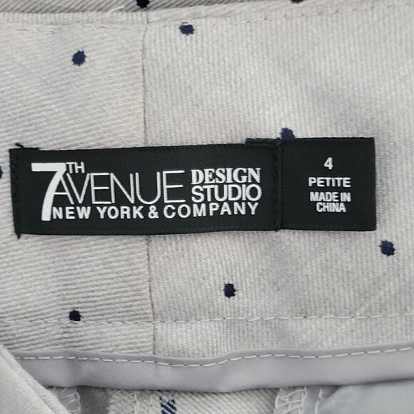 7th Avenue Design Studio Petite Polka Dot Straight-Leg Pants Womens Size 4P Gray - Picture 5 of 7